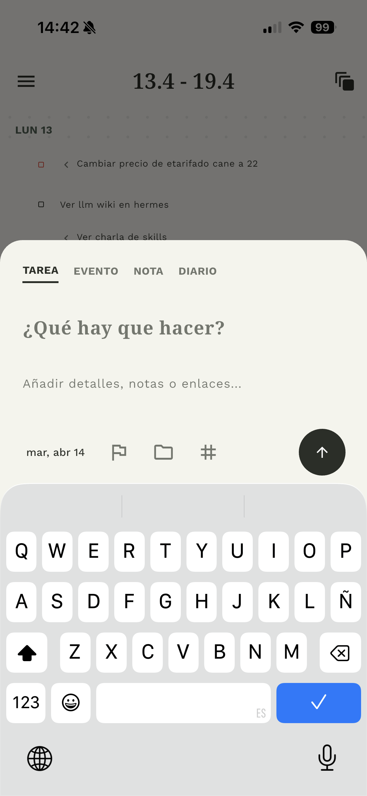 Bullet Cat new entry composer on iPhone