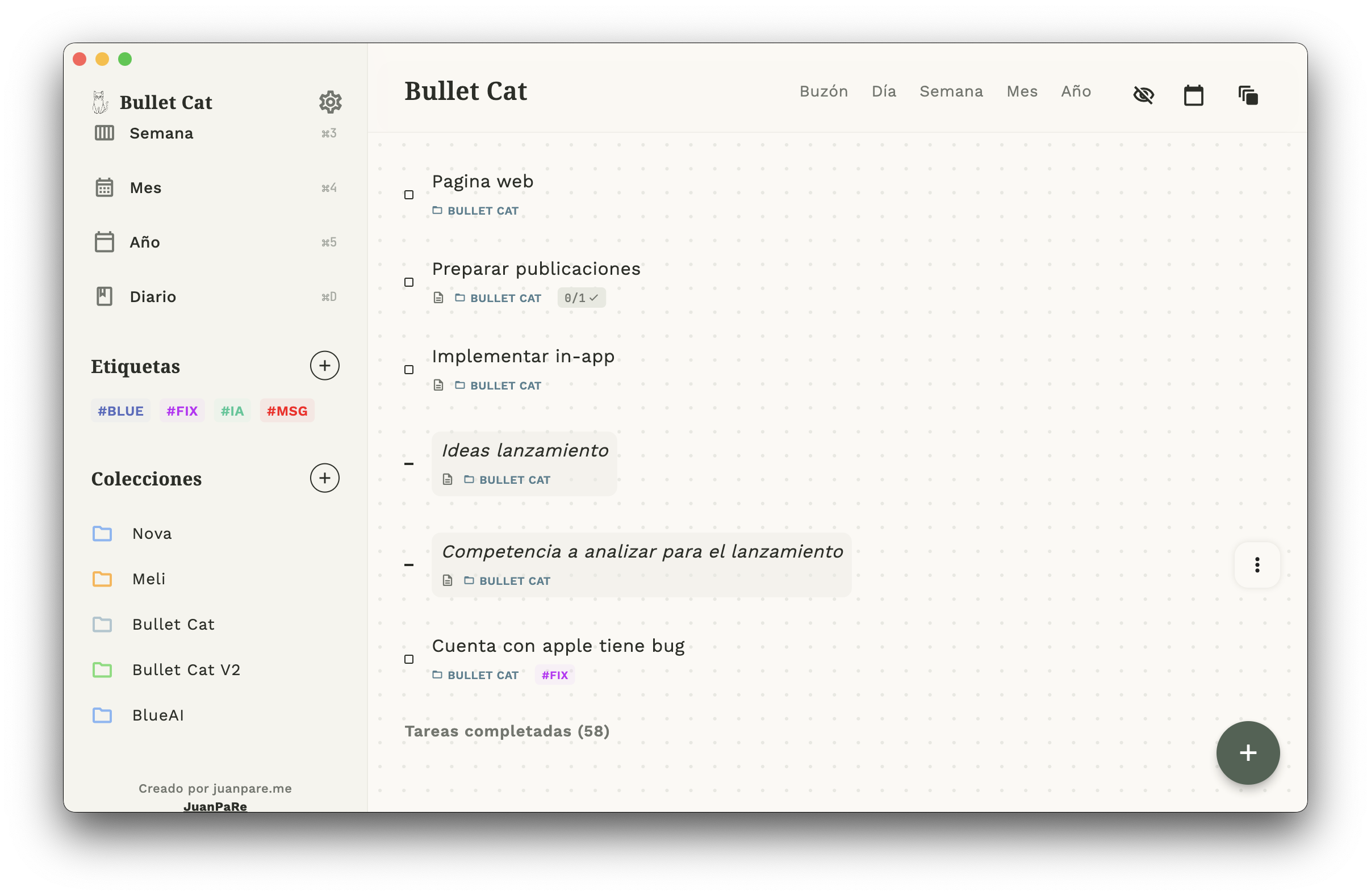 Bullet Cat collection view on Mac